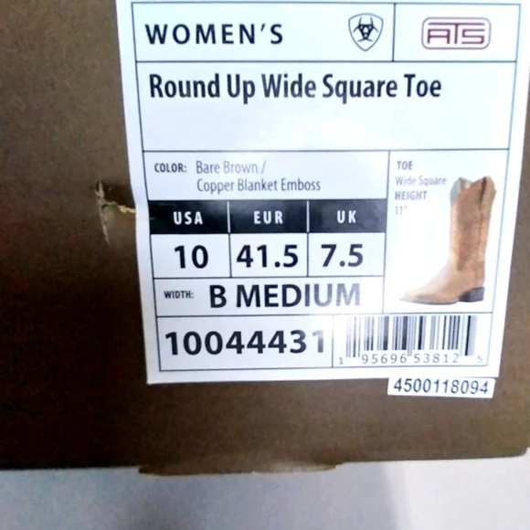 Ariat Round Up Wide Square Toe‎ Boots, NWT, Size 10| EUR 41.5 - Picture 6 of 11